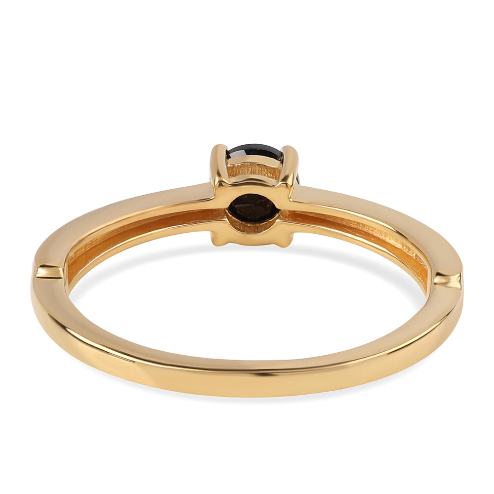 Inel din Argint 925 Placat cu Aur ( 2.09 grame ) cu Spinel Negru 0.64 Carate