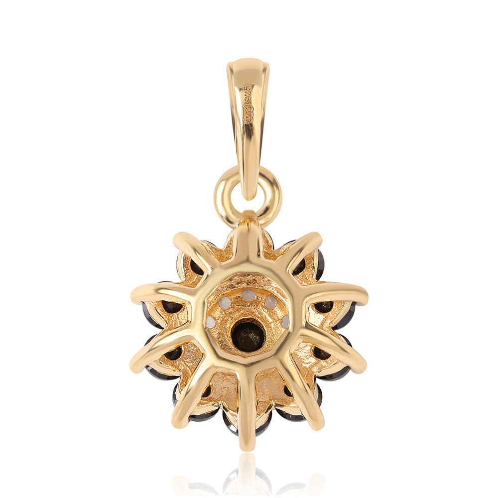 Pandantiv din Argint 925 Placat cu Aur ( 1.14 grame ) cu Spinel Negru și Topaz Alb 1.05 Carate