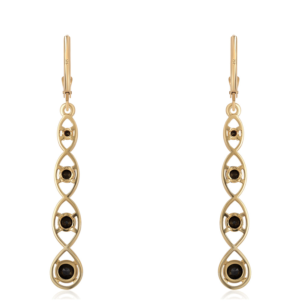 Cercei din Argint 925 Placat cu Aur ( 4.01 grame ) cu Spinel Negru 2.65 Carate