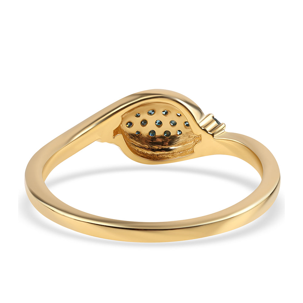 Inel din Argint 925 Placat cu Aur ( 2.12 grame ) cu Diamant Albastru 0.14 Carate