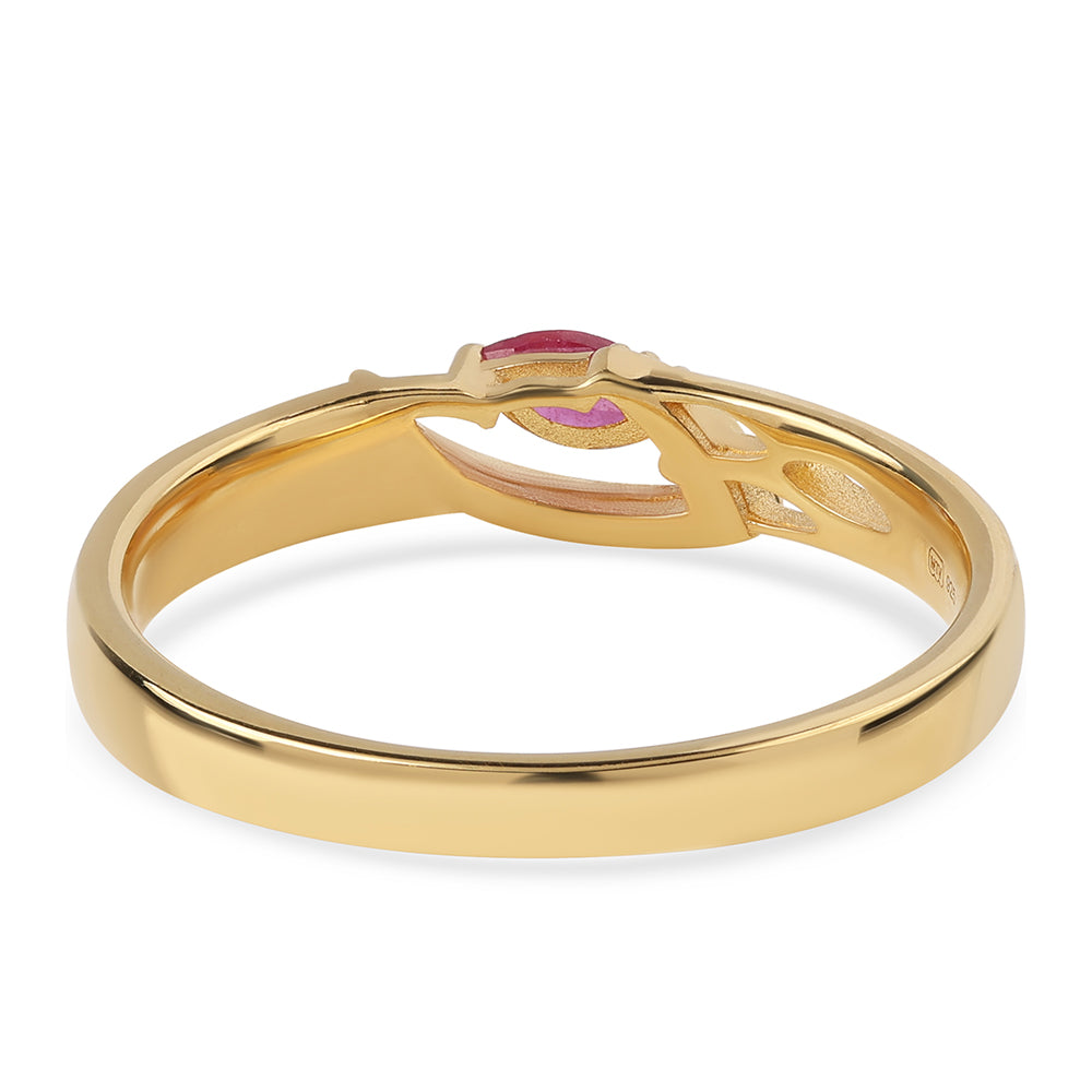 Inel din Argint 925 Placat cu Aur ( 2.62 grame ) cu Rubin Mozambic 0.23 Carate
