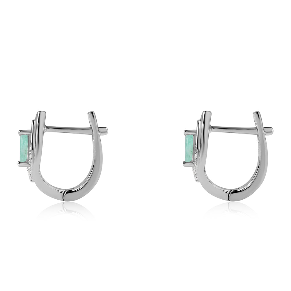 Cercei din Argint 925 ( 3.19 grame ) cu Smarald Brazilian și Topaz Alb 0.43 Carate