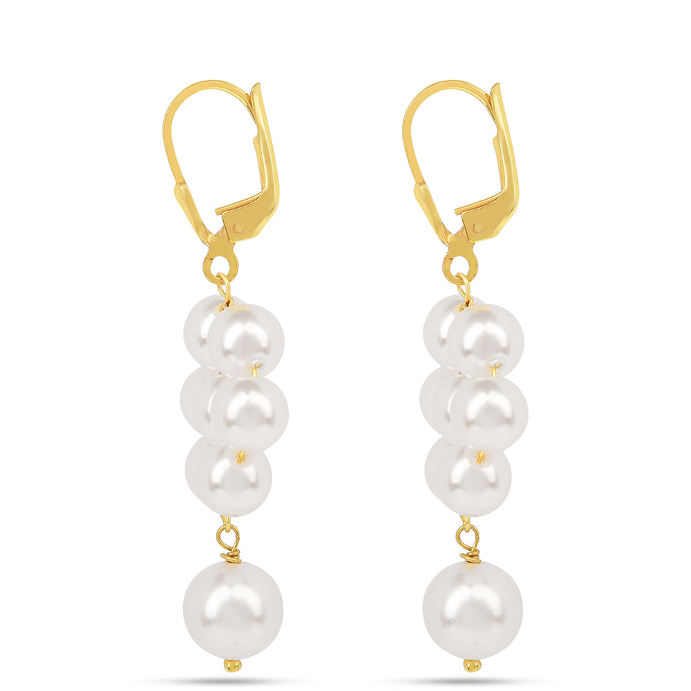 Cercei din Argint 925 Placat cu Aur ( 1.3 grame ) cu Perlă de Apă Dulce Crem 26.3 Carate