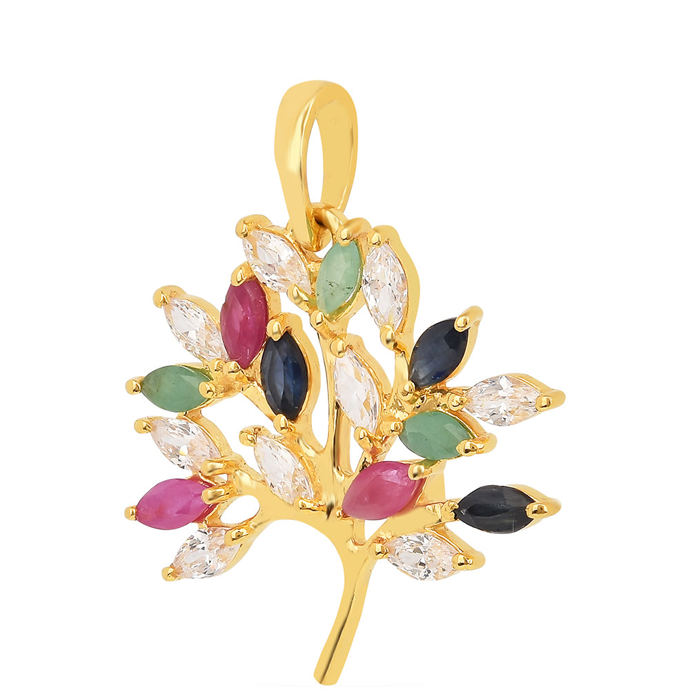 Pandantiv din Argint 925 Placat cu Aur ( 1.48 grame ) cu Rubin Thailandez și Smarald Brazilian 1.61 Carate