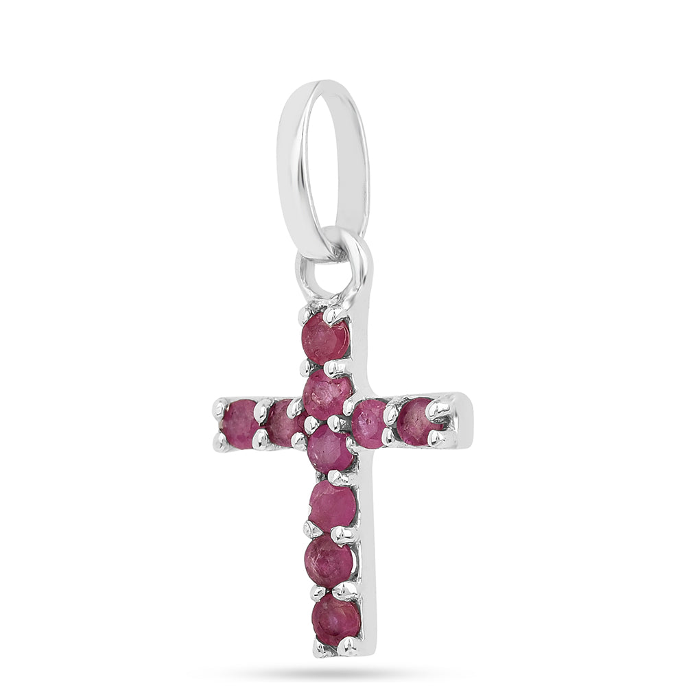 Cruce Pandantiv din Argint 925 ( 0.84 grame ) cu Rubin Thailandez 0.45 Carate