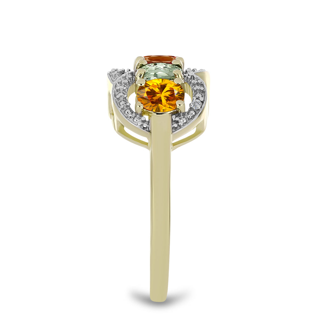 Inel din Argint 925 Placat cu Aur ( 4.08 grame ) cu Turmalină Curcubeu Pelmadulla și Diamant Alb 1.55 Carate