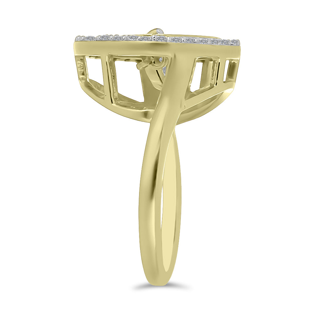 Inel din Argint 925 Placat cu Aur ( 3.59 grame ) cu Diamant Alb și Zircon Alb 0.52 Carate