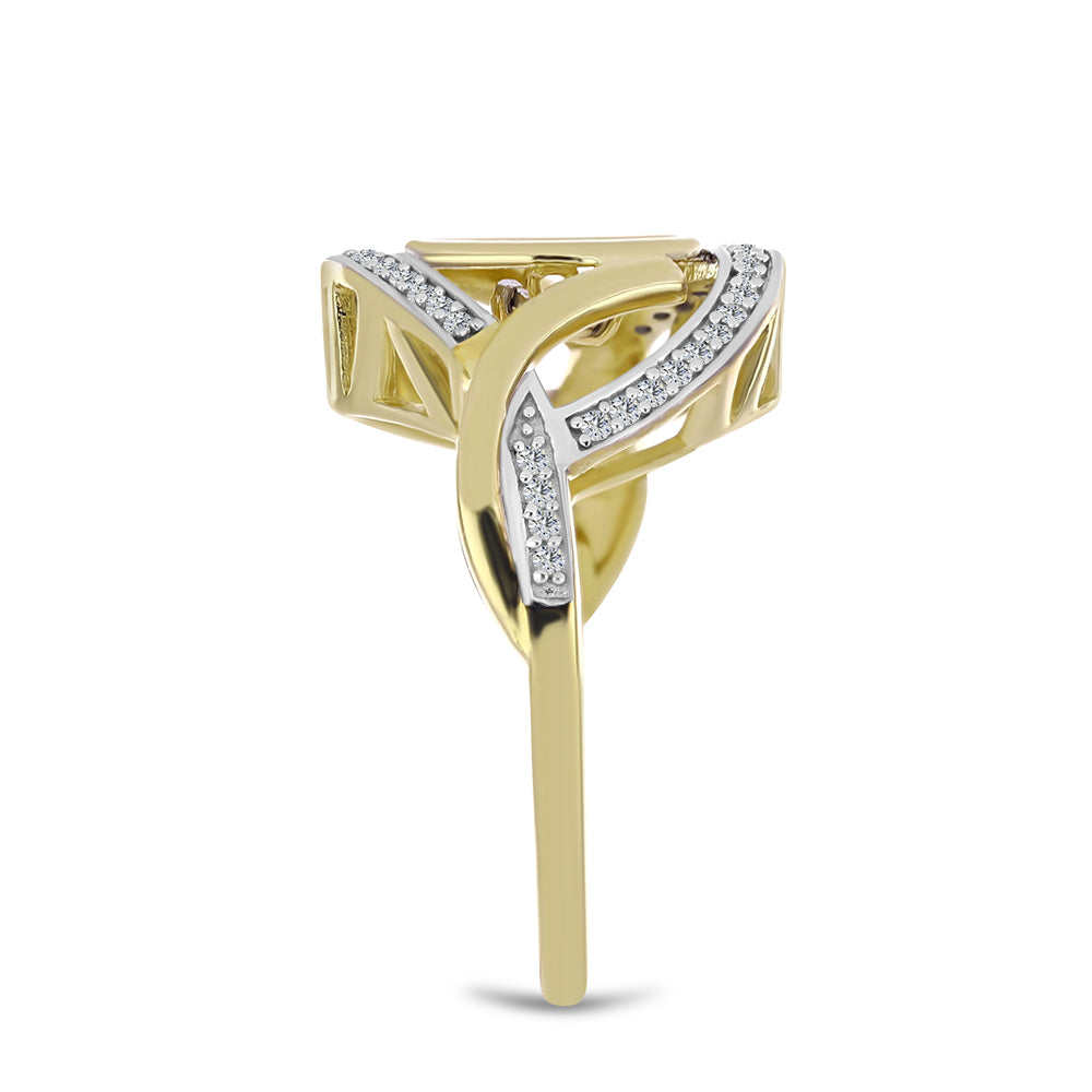 Inel din Argint 925 Placat cu Aur ( 5.52 grame ) cu Diamant Alb și Zircon Alb 0.51 Carate