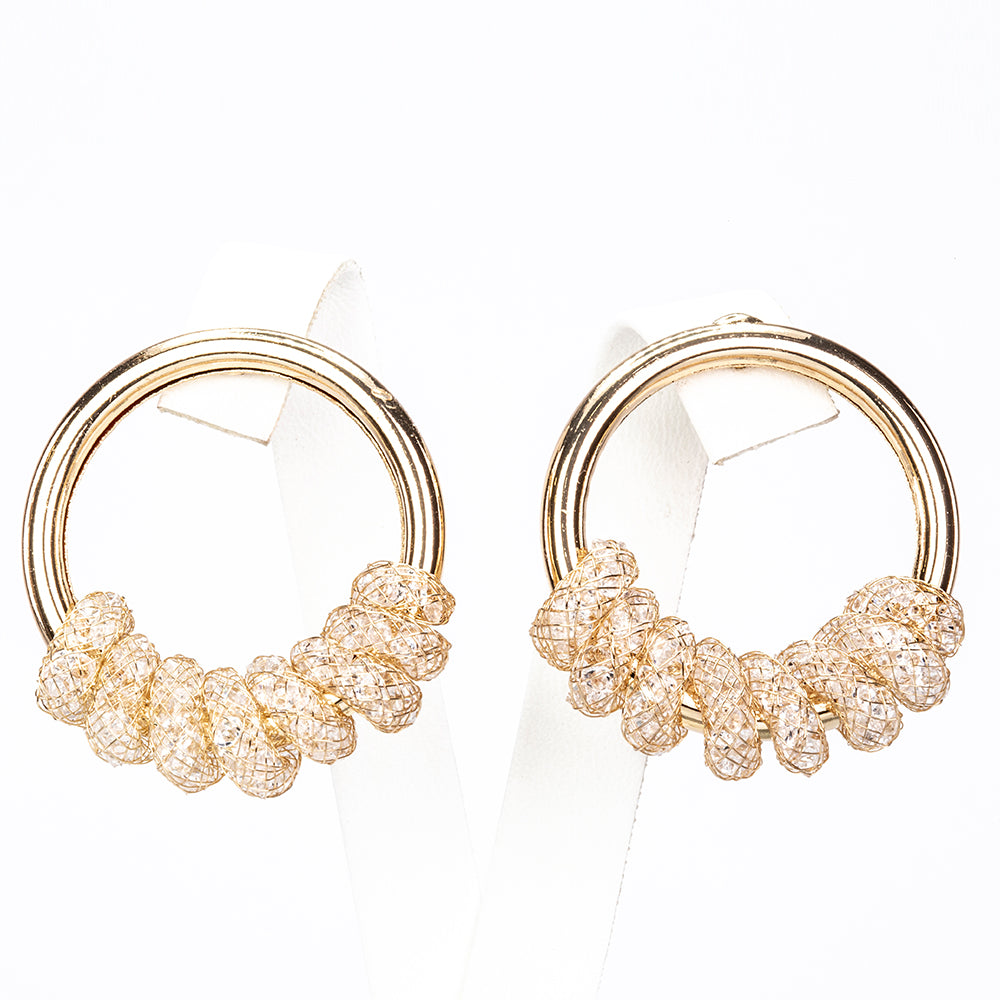 Cercei din Aliaj Placat cu Aur ( 10 grame ) cu Cristal Alb Emporia®