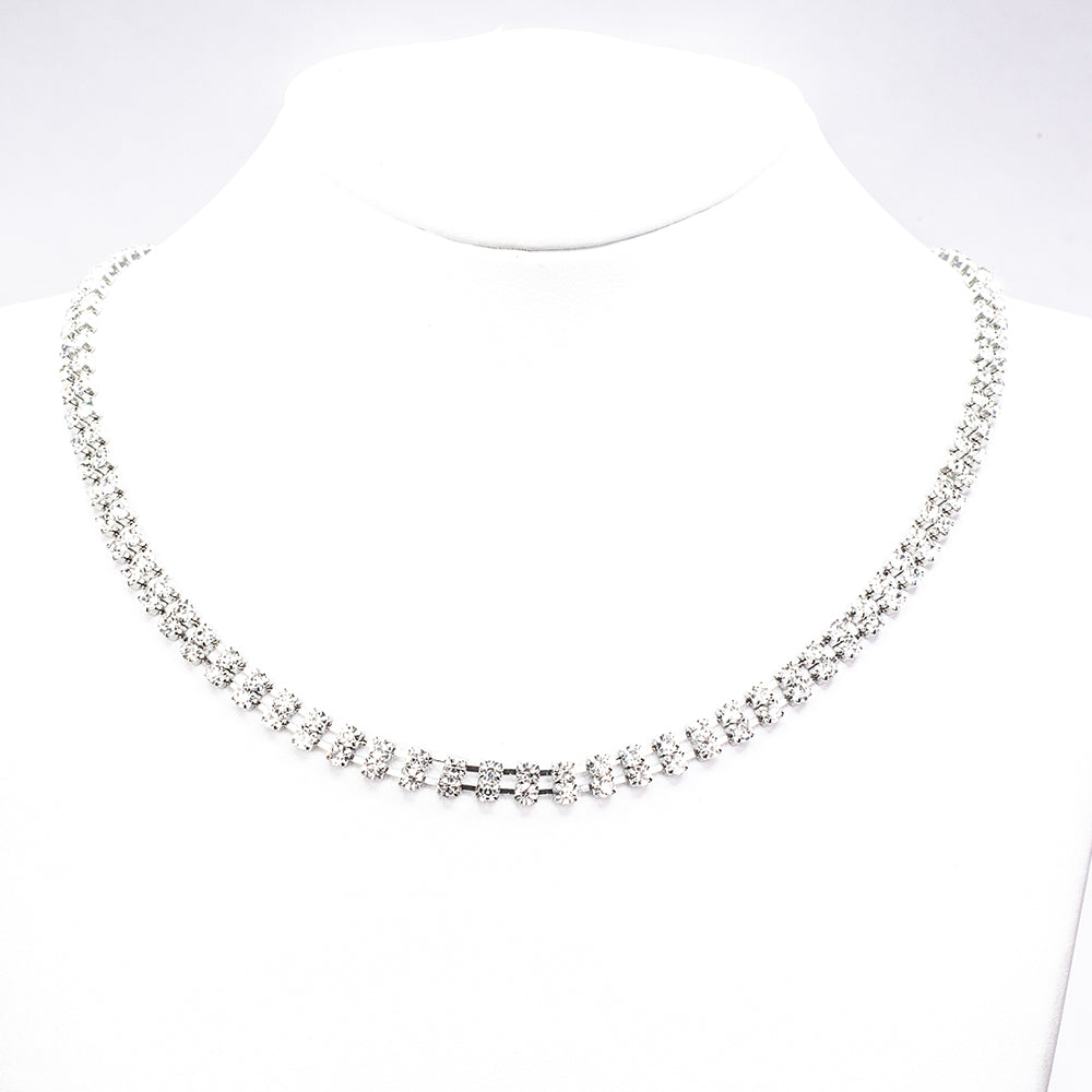 Cruce Set din Aliaj Placat cu Aur ( 10 grame ) cu Cristal Alb Emporia® ( Colier+Pandantiv )