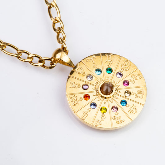 Colier din Aliaj Placat cu Aur ( 12 grame ) cu Ochi de Tigru 1.5 Carate ( Colier+Pandantiv )