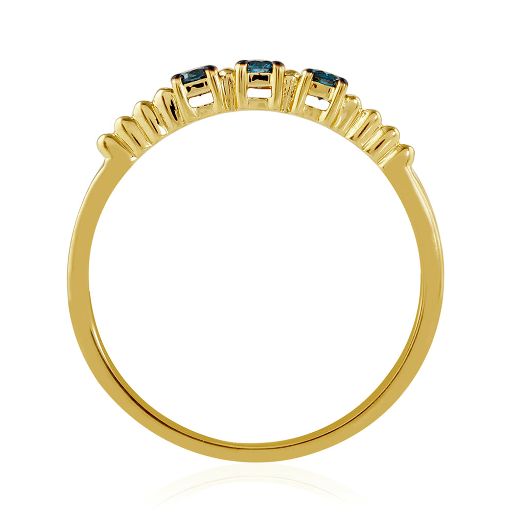 Inel din Argint 925 Placat cu Aur ( 1.28 grame ) cu Diamant Albastru 0.2 Carate