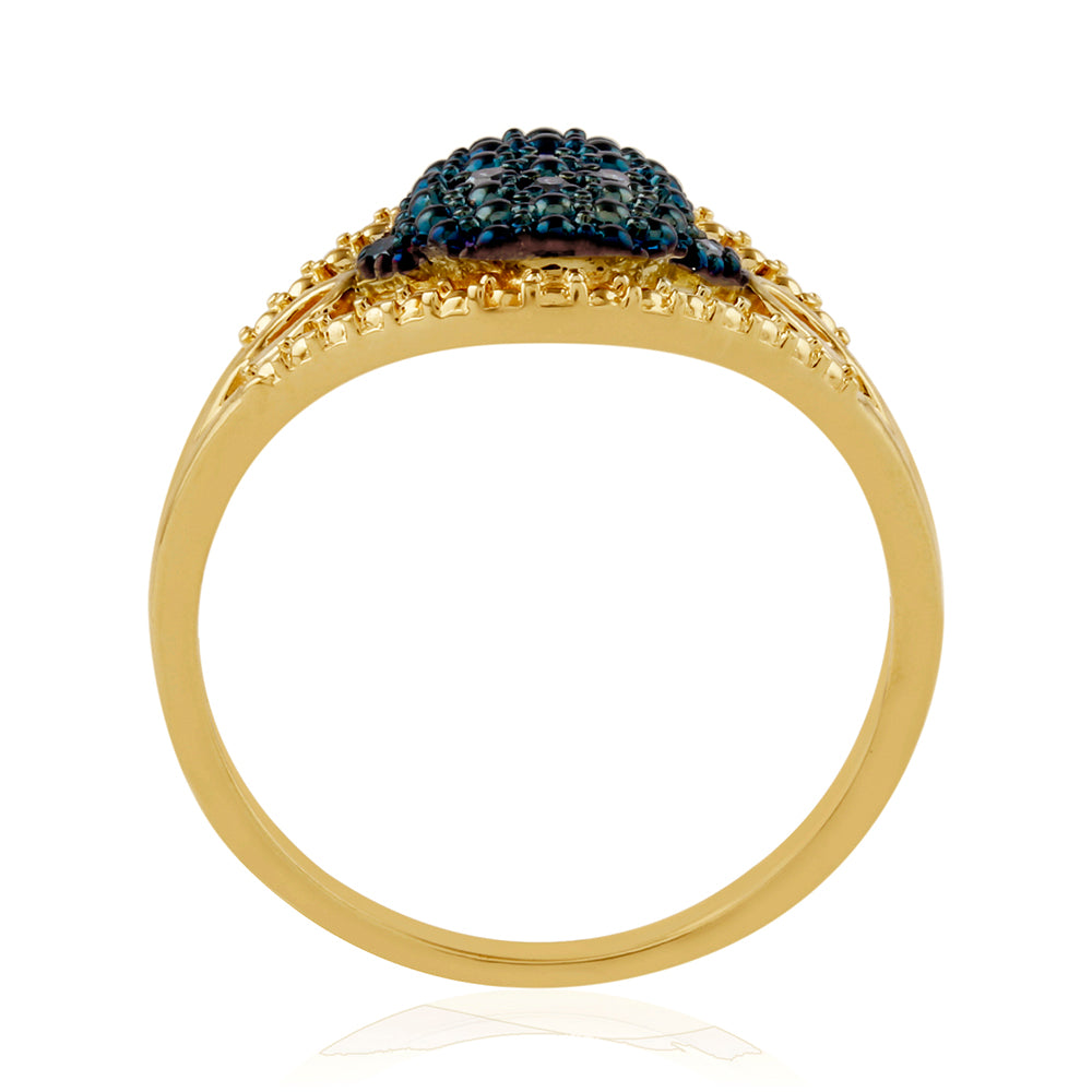 Inel din Argint 925 Placat cu Aur ( 2.96 grame ) cu Diamant Albastru 0.06 Carate