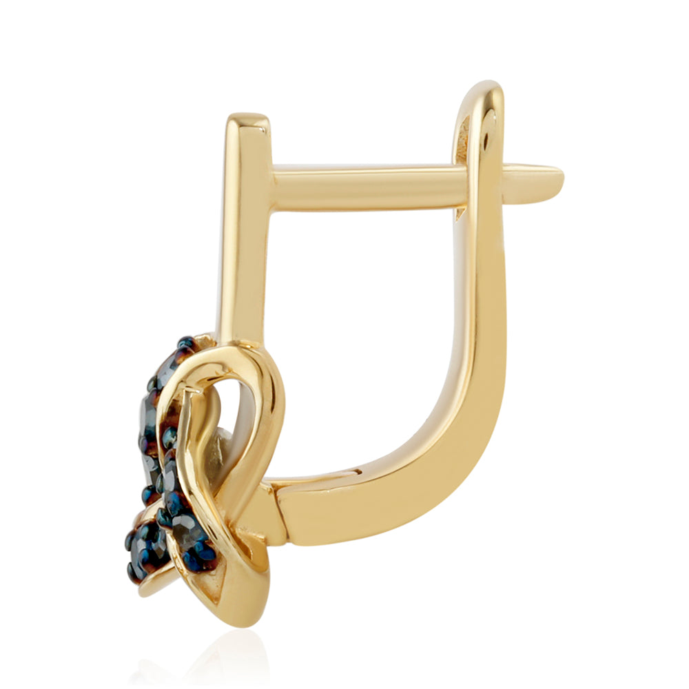Cercei din Argint 925 Placat cu Aur ( 2.7 grame ) cu Diamant Albastru 0.27 Carate