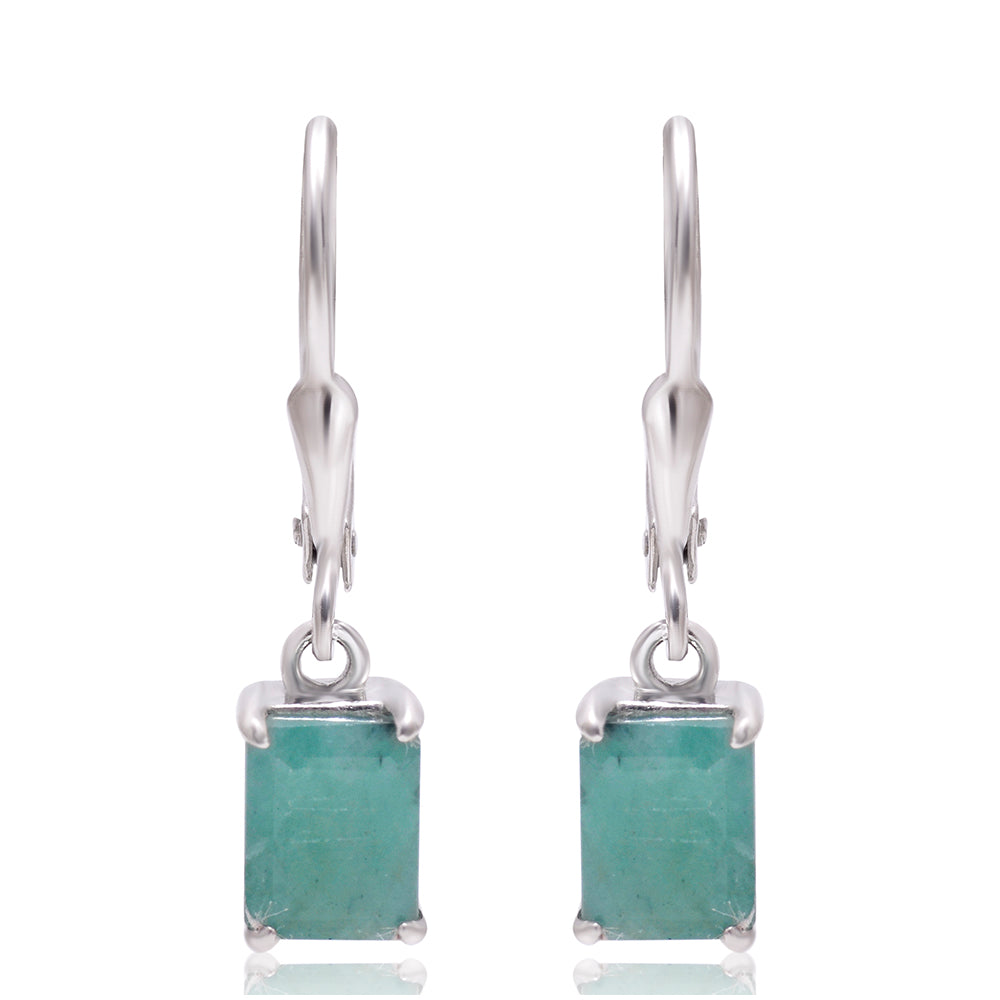 Cercei din Argint 925 ( 1.94 grame ) cu Smarald Brazilian 2.1 Carate