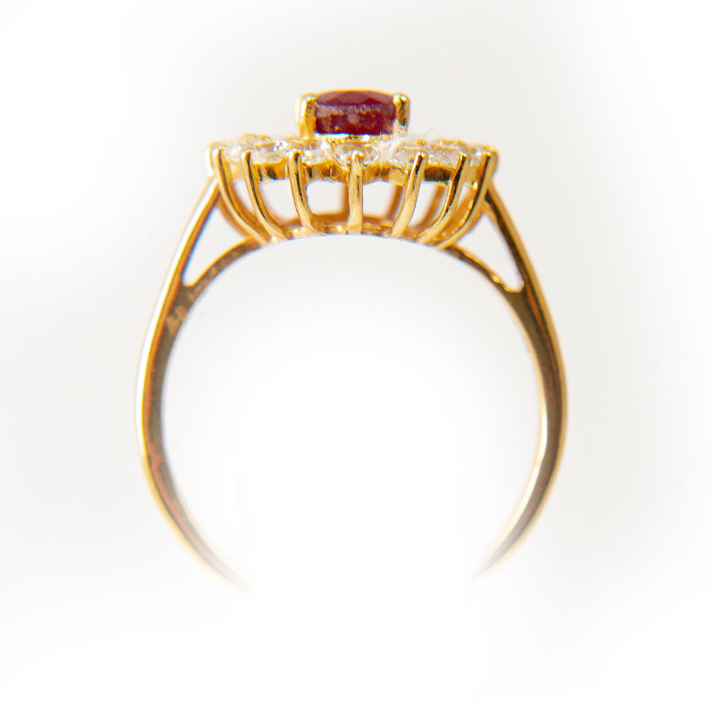 Inel din Argint 925 Placat cu Aur ( 2.91 grame ) cu Rubin Malagasy și Topaz Alb 1.24 Carate