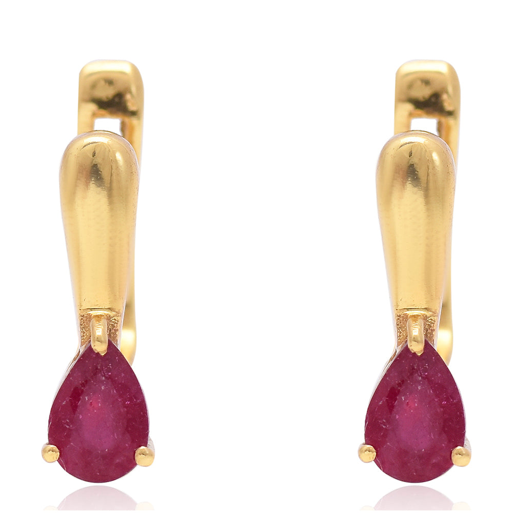 Cercei din Argint 925 Placat cu Aur ( 3.35 grame ) cu Rubin Malagasy 1.35 Carate