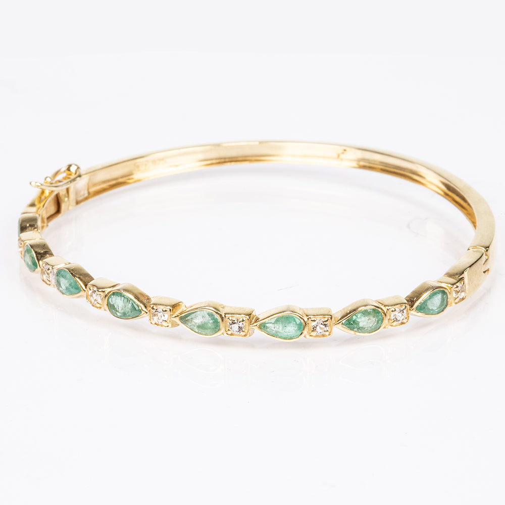 Brățară din Argint 925 Placat cu Aur ( 8.68 grame ) cu Smarald Brazilian și Topaz Alb 1.6 Carate