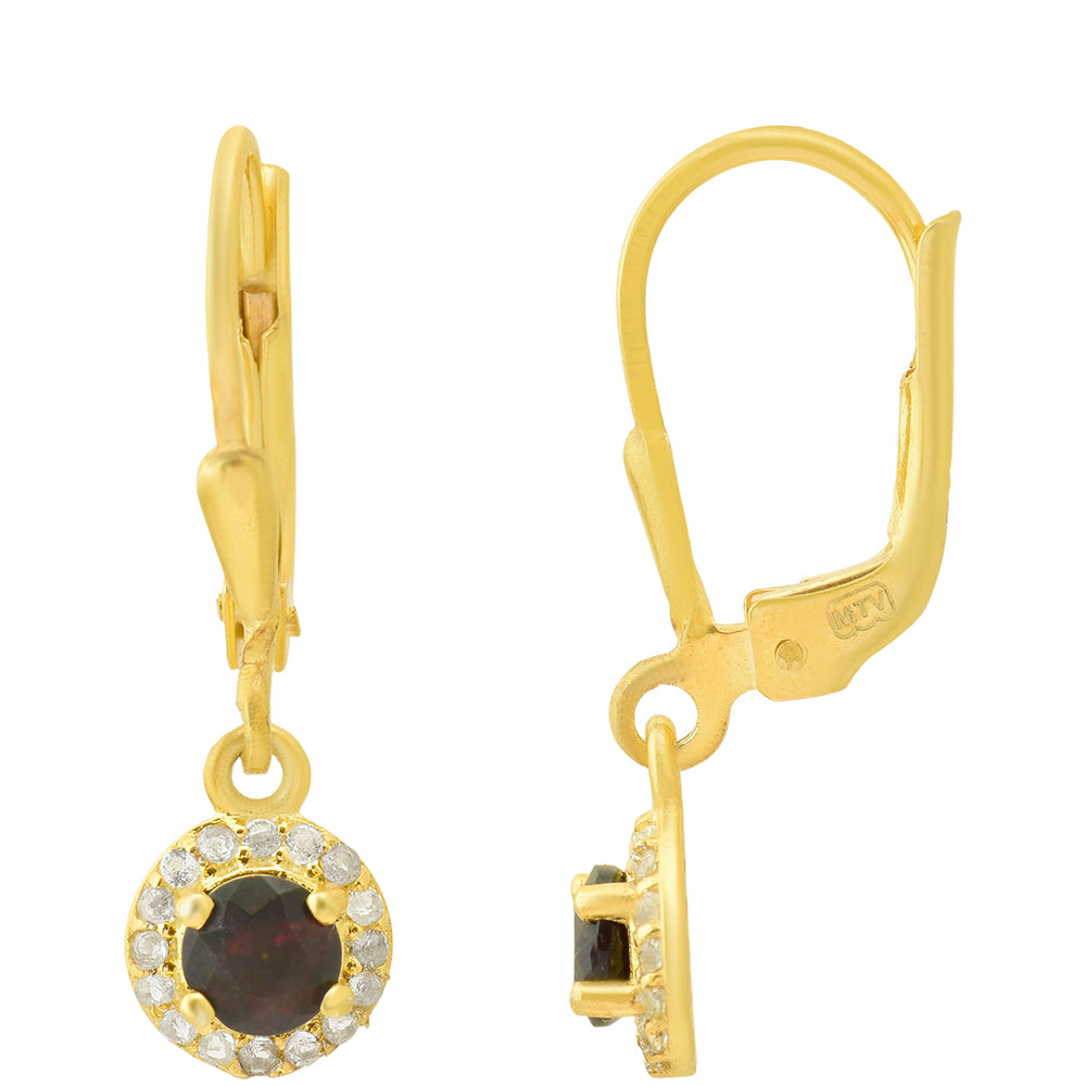 Cercei din Argint 925 Placat cu Aur ( 1.47 grame ) cu Opal Etiopian Lega Dembi și Topaz Alb 0.42 Carate
