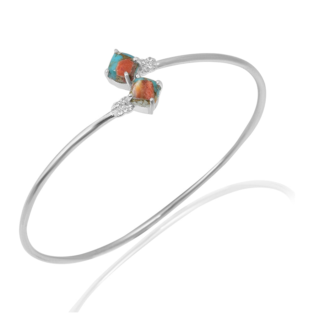 Brățară din Argint 925 ( 6.7 grame ) cu Turcoaz Oyster și Topaz Alb 2.74 Carate