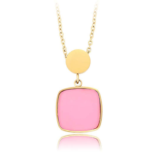 Colier din Aliaj Placat cu Aur cu Cristal Roz Emporia®