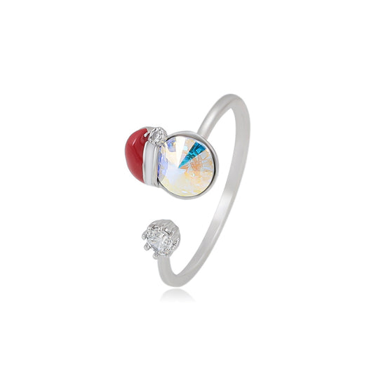 Inel din Aliaj Placat cu Aur cu Cristal Roșu Emporia® și Cristal Alb Emporia®