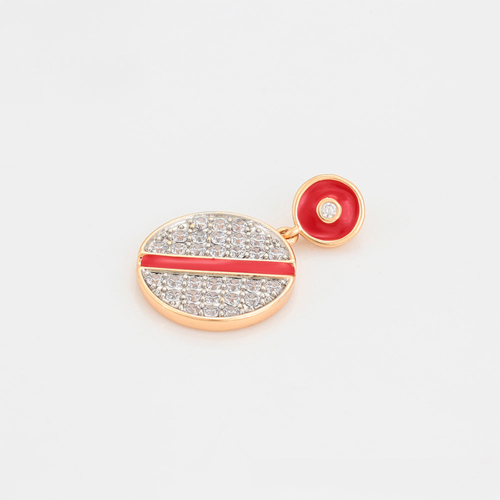 Set din Aliaj Placat cu Aur cu Cristal Roșu Emporia® și Cristal Alb Emporia® ( Cercei+Pandantiv )