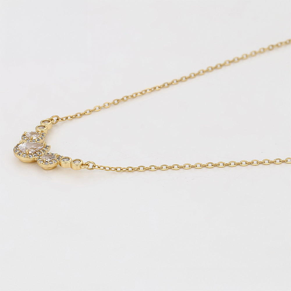 Colier din Aliaj Placat cu Aur cu Cristal Alb Emporia®