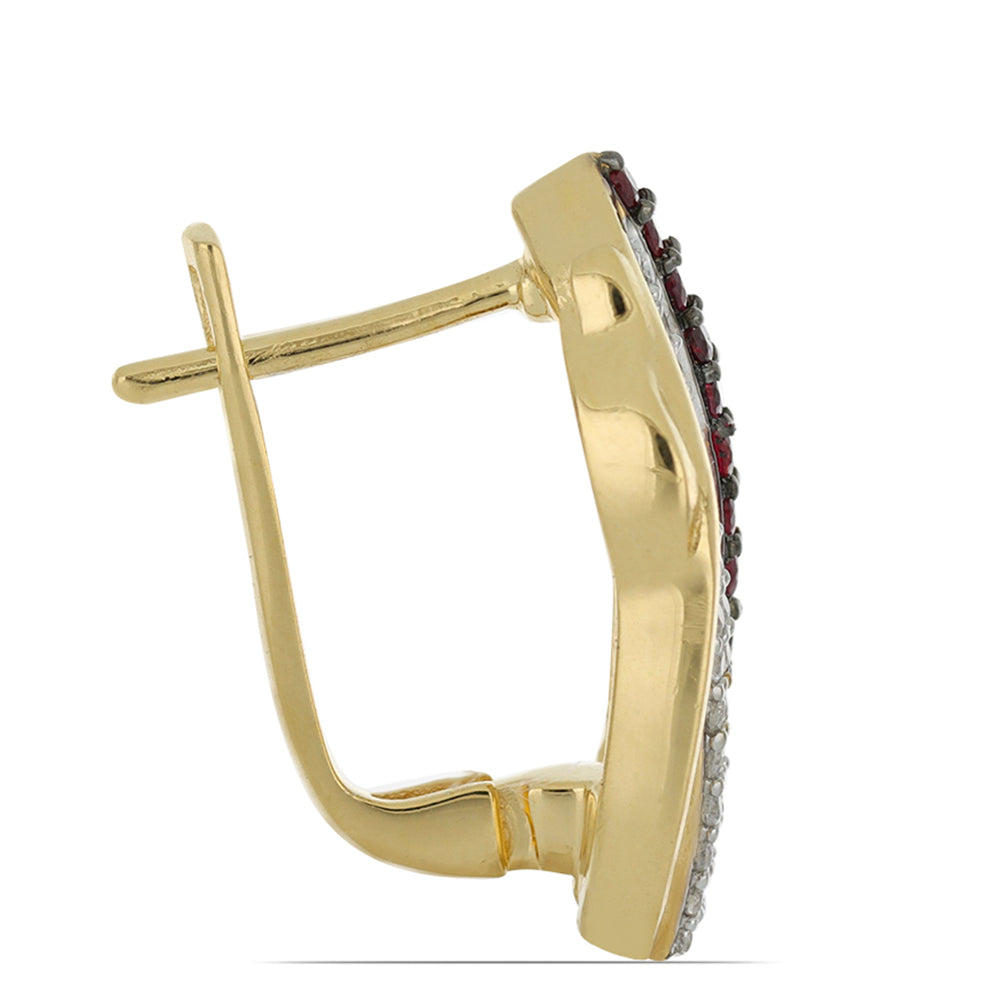Cercei din Argint 925 Placat cu Aur ( 7.22 grame ) cu Rubin Malagasy și Zircon Alb Natural 1.78 Carate