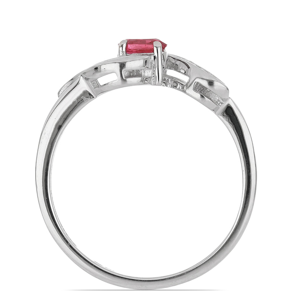 Inel din Argint 925 ( 2.83 grame ) cu Rubin Malagasy și Topaz Alb 0.42 Carate