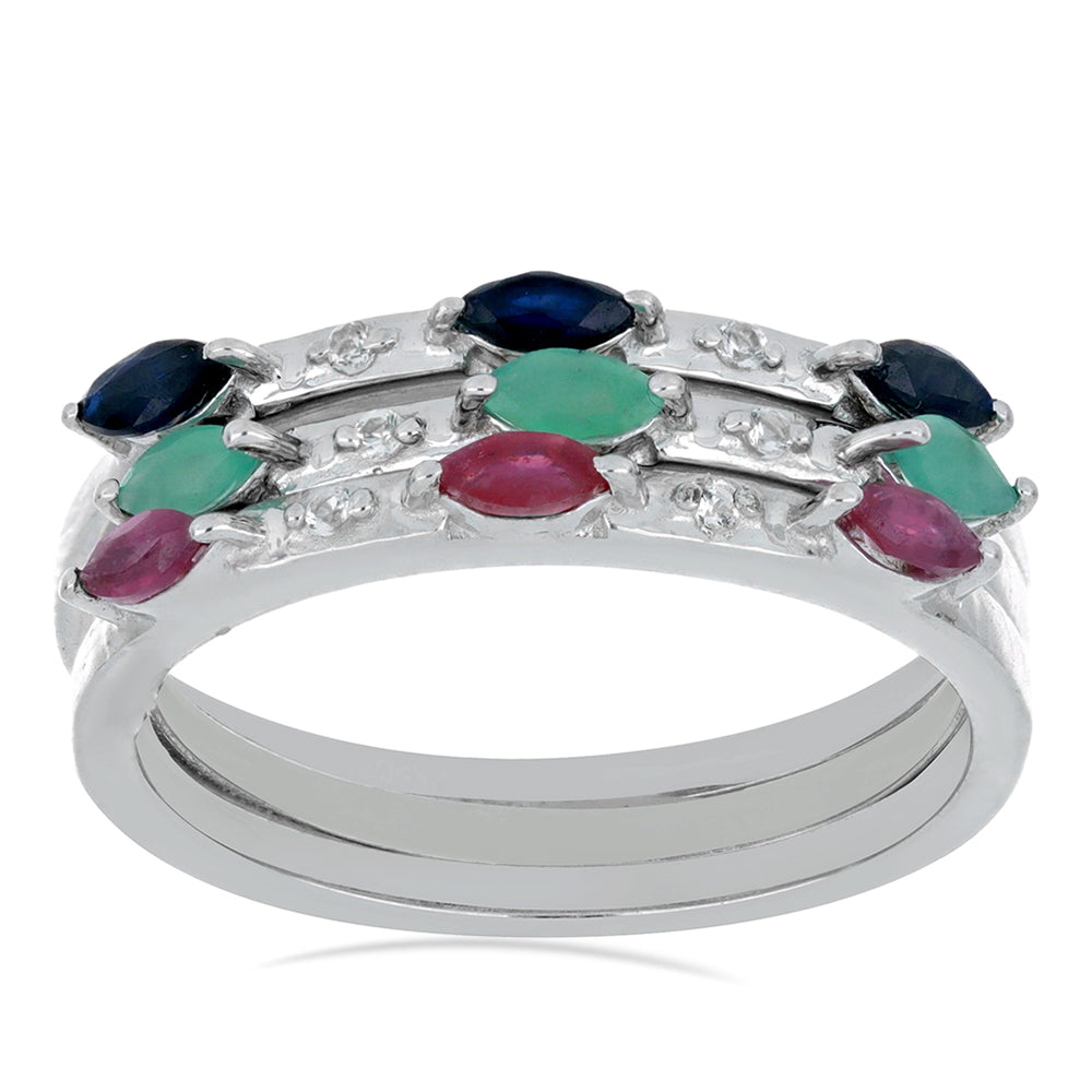 Set din Argint 925 ( 4.09 grame ) cu Rubin Malagasy și Smarald Brazilian 0.86 Carate ( Inel )