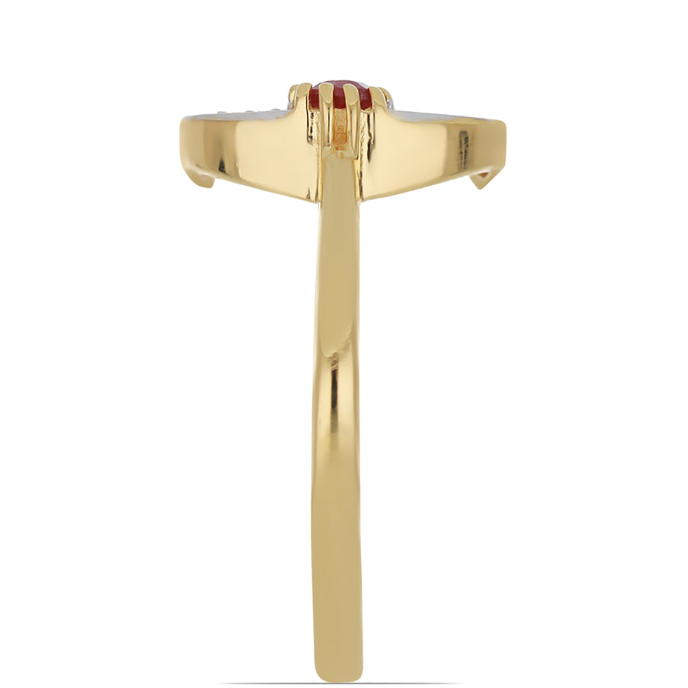 Inel din Argint 925 Placat cu Aur ( 2.63 grame ) cu Rubin Malagasy și Topaz Alb 0.26 Carate