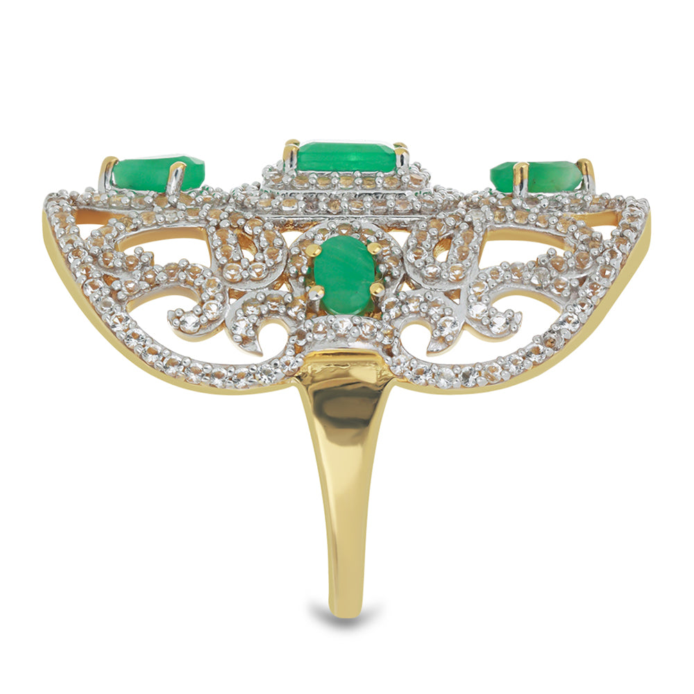 Inel din Argint 925 Placat cu Aur ( 8.47 grame ) cu Smarald Brazilian 3.3 Carate