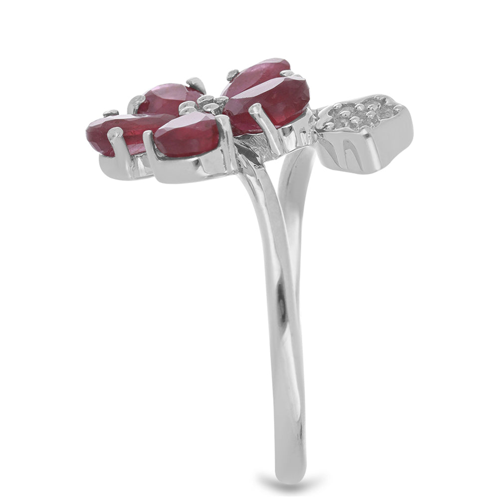 Inel din Argint 925 ( 3.04 grame ) cu Rubin Malagasy și Topaz Alb 3.14 Carate