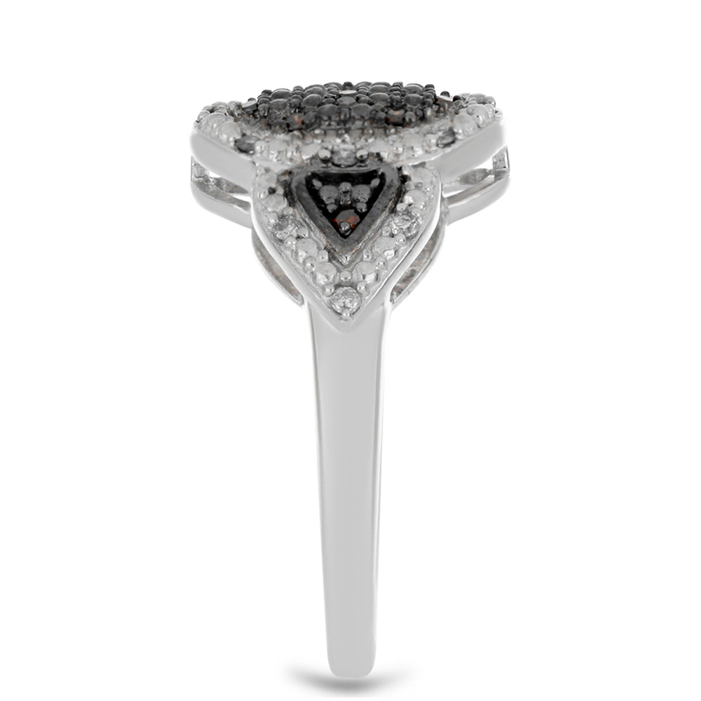 Inel din Argint 925 ( 3.9 grame ) cu Diamant Roșu și Diamant Alb 0.2 Carate