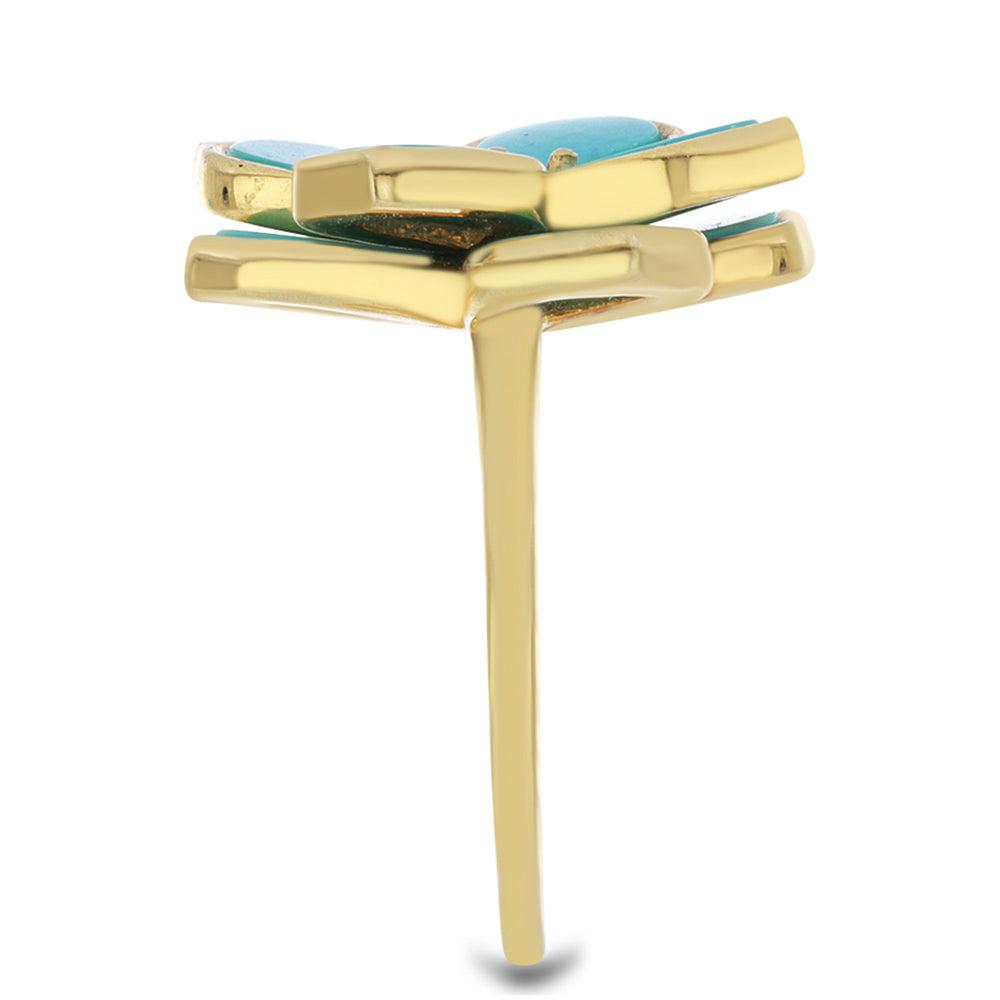 Inel din Argint 925 Placat cu Aur ( 5.89 grame ) cu Turcoaz ”Frumoasa Adormită” 3.53 Carate