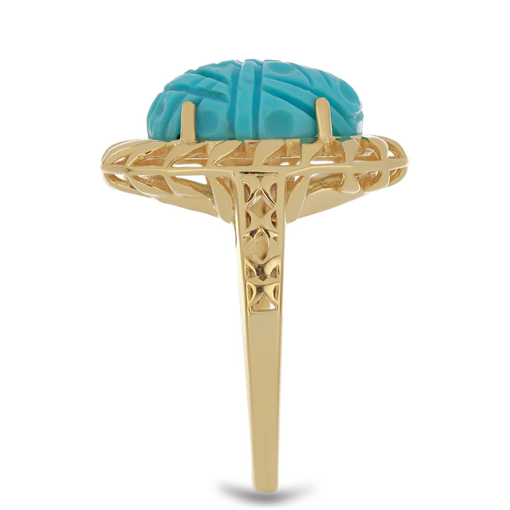 Inel din Argint 925 Placat cu Aur ( 4.15 grame ) cu Turcoaz ”Frumoasa Adormită” 4.76 Carate