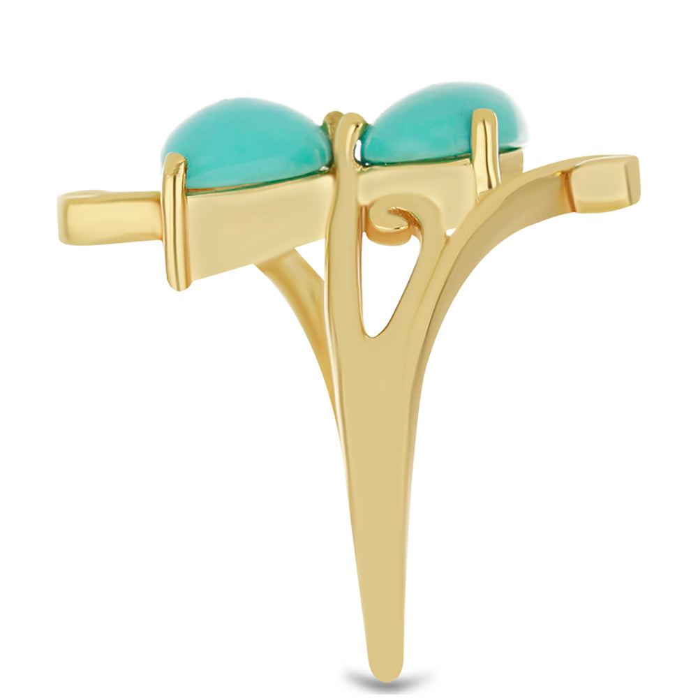 Inel din Argint 925 Placat cu Aur ( 4.12 grame ) cu Turcoaz ”Frumoasa Adormită” 3.18 Carate