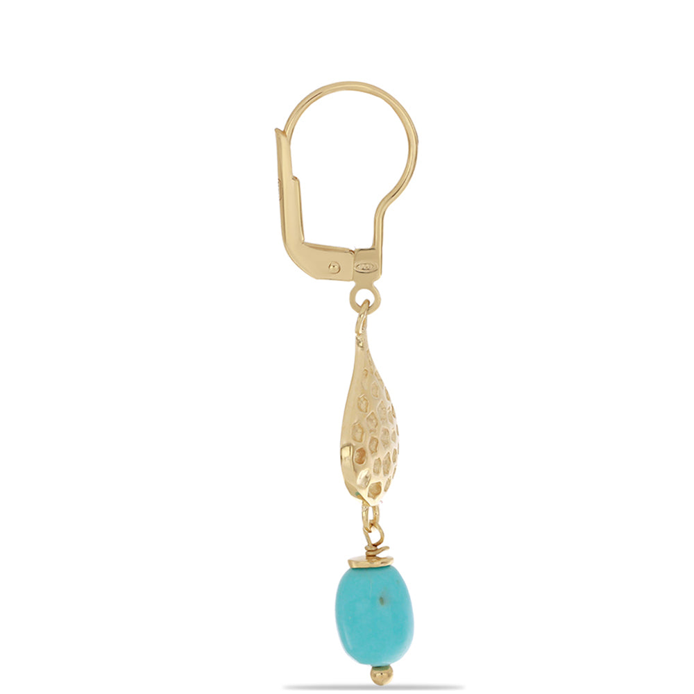 Cercei din Argint 925 Placat cu Aur ( 3.28 grame ) cu Turcoaz ”Frumoasa Adormită” 3.22 Carate