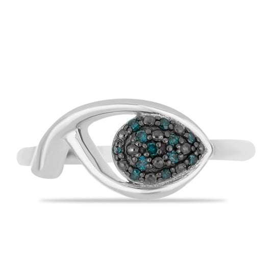 Inel din Argint 925 ( 2.98 grame ) cu Diamant Albastru 0.1 Carate