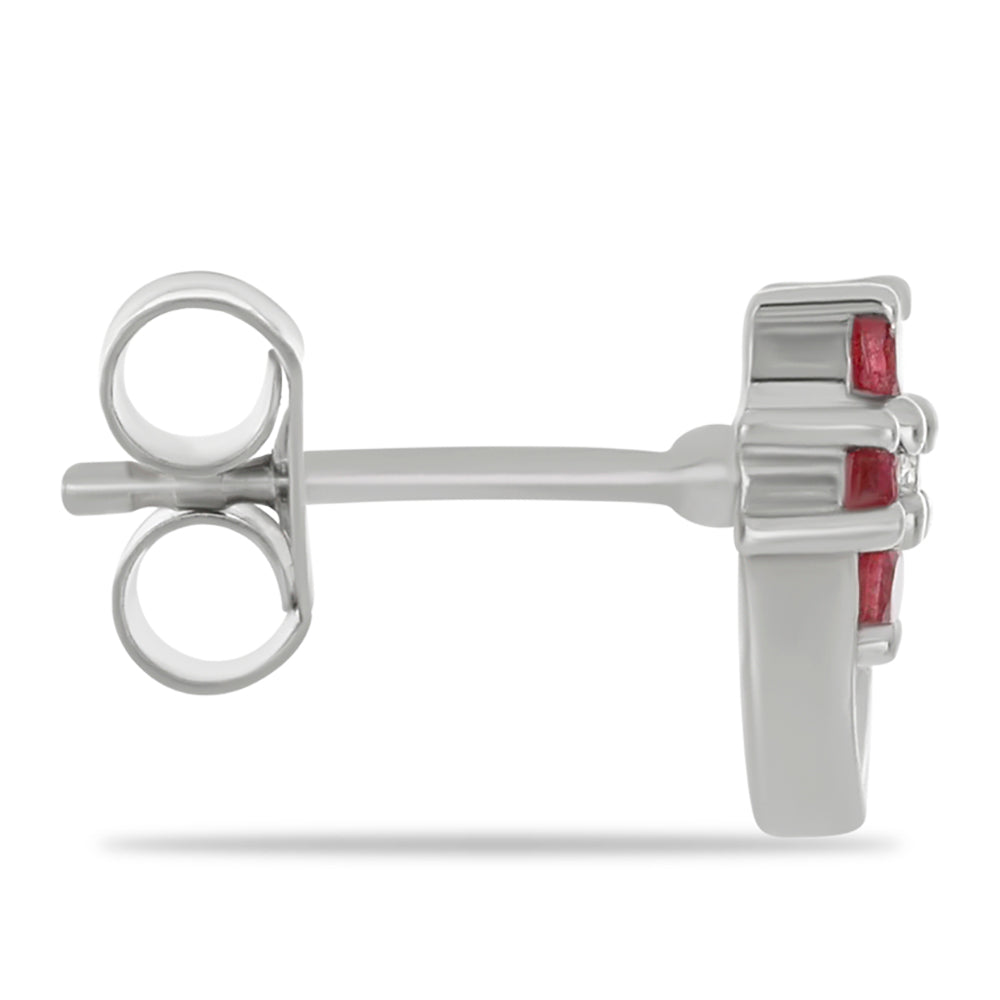 Cercei din Argint 925 ( 1.48 grame ) cu Rubin Malagasy și Topaz Alb 0.44 Carate