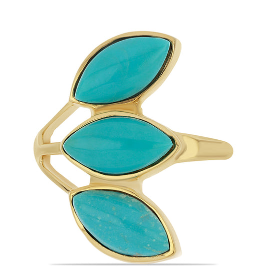 Inel din Argint 925 Placat cu Aur ( 4.54 grame ) cu Turcoaz ”Frumoasa Adormită” 5.66 Carate