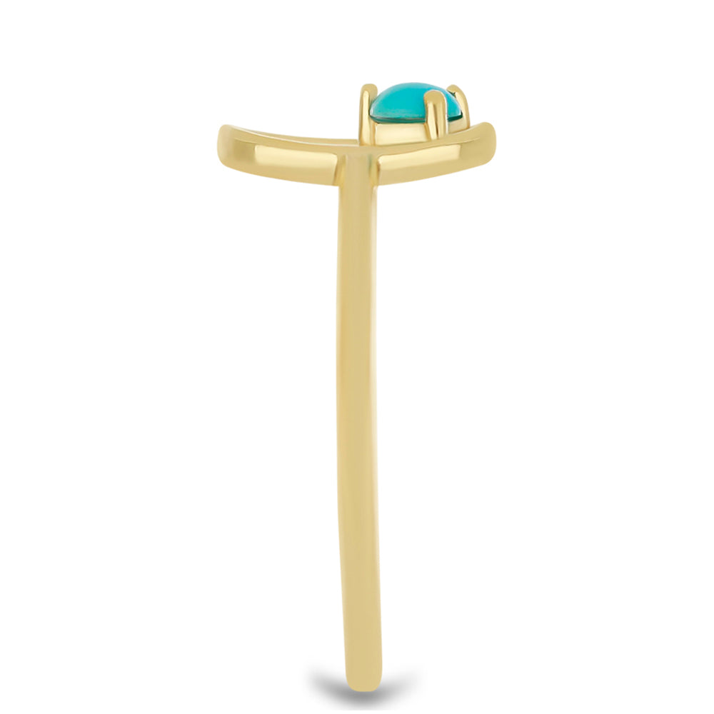 Inel din Argint 925 Placat cu Aur ( 1.41 grame ) cu Turcoaz ”Frumoasa Adormită” 0.12 Carate