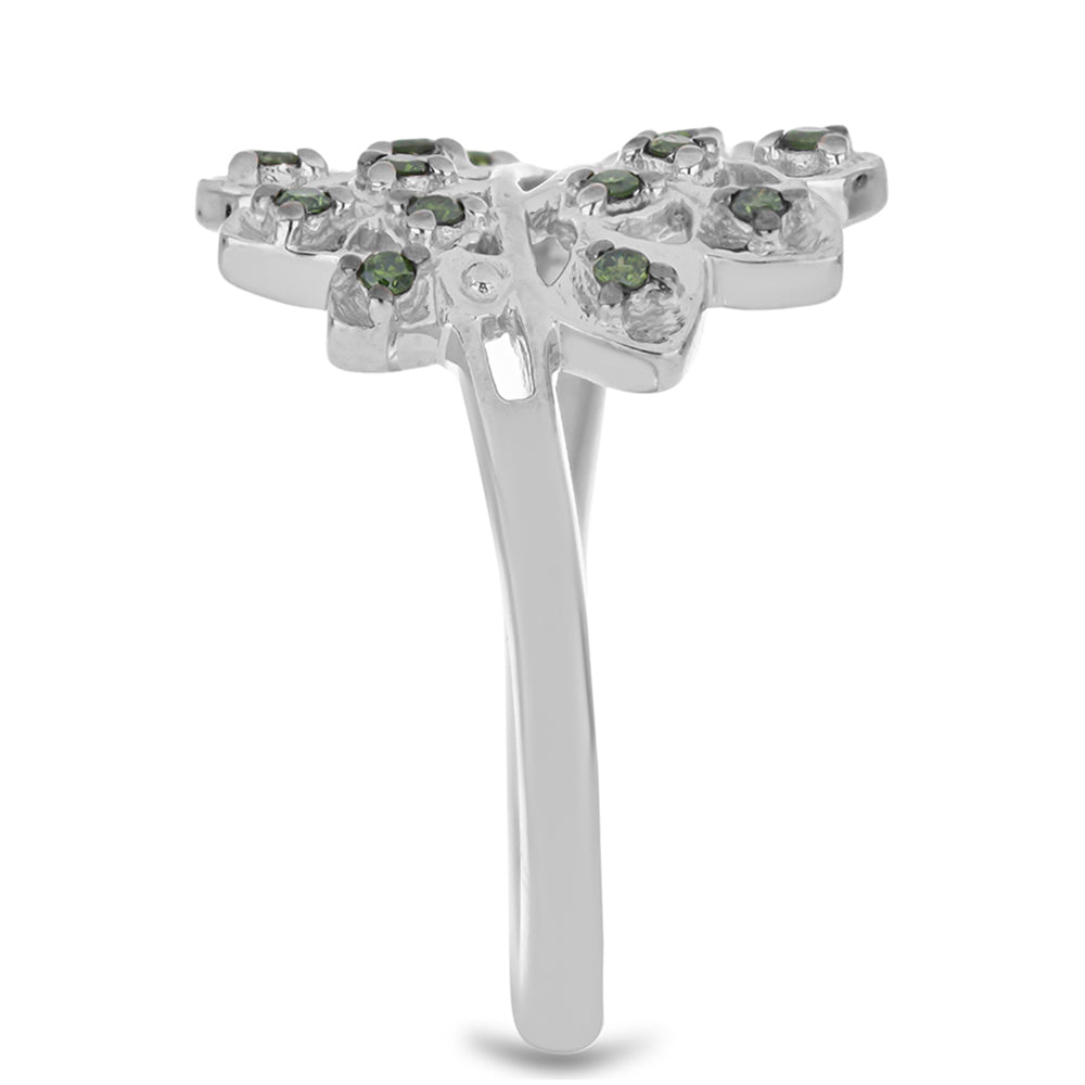 Inel din Argint 925 ( 3.19 grame ) cu Diamant Verde 0.16 Carate