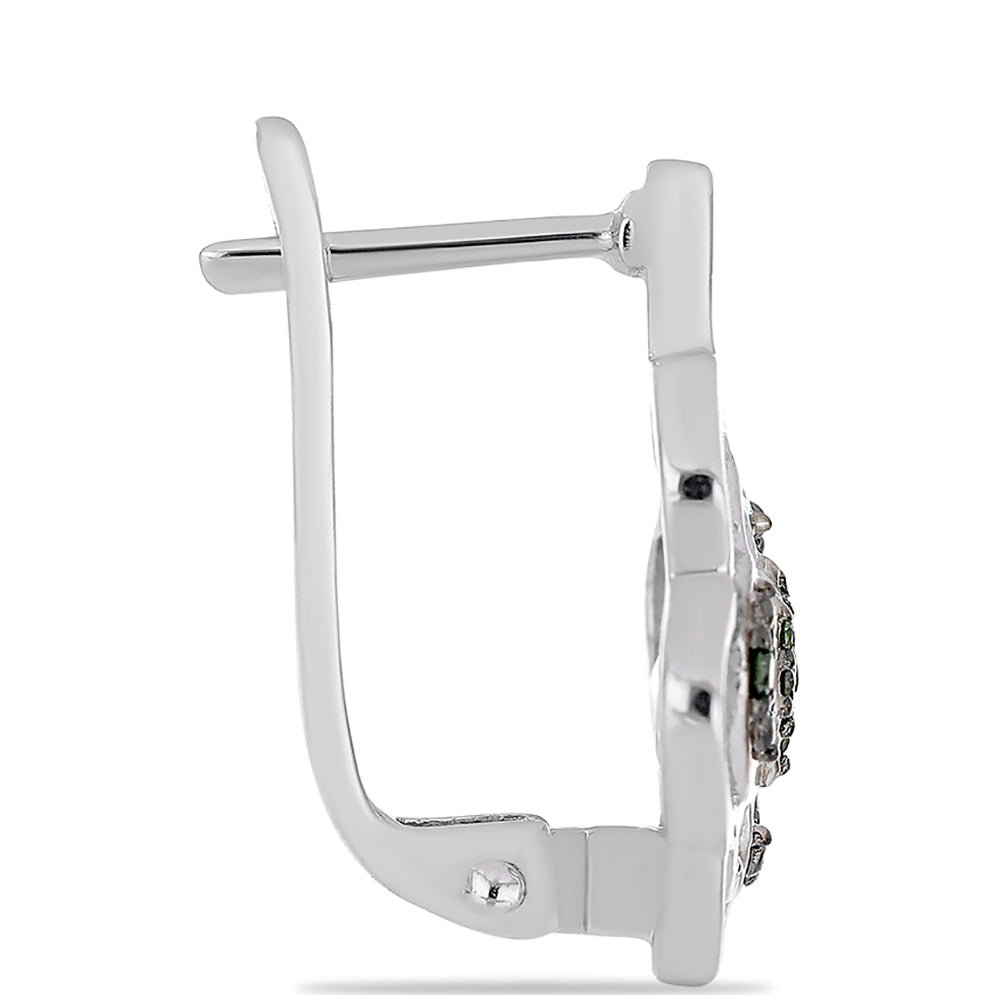 Cercei din Argint 925 ( 4.36 grame ) cu Diamant Verde 0.22 Carate