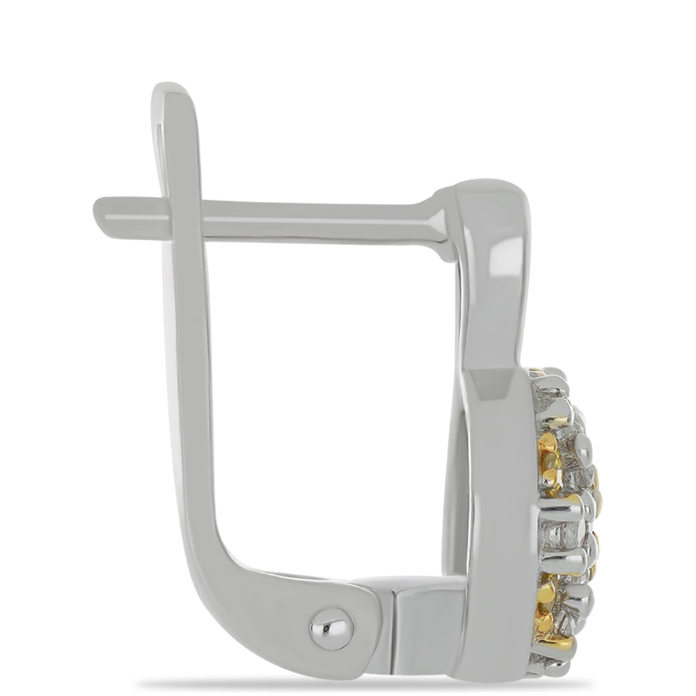 Cercei din Argint 925 Placat cu Aur de 2 tonuri ( 4.01 grame ) cu Diamant Galben și Diamant Alb 0.36 Carate