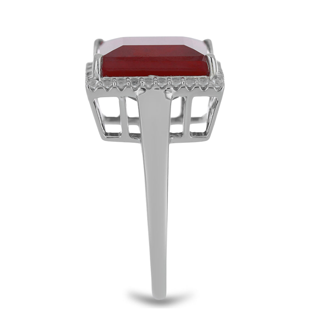 Inel din Argint 925 ( 3.62 grame ) cu Rubin Malagasy și Topaz Alb 8.77 Carate