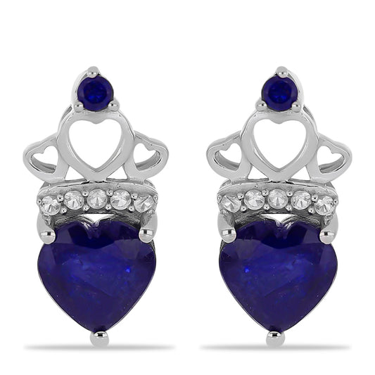 Cercei din Argint 925 ( 3.06 grame ) cu Safir Albastru Australian și Topaz Alb 3.39 Carate