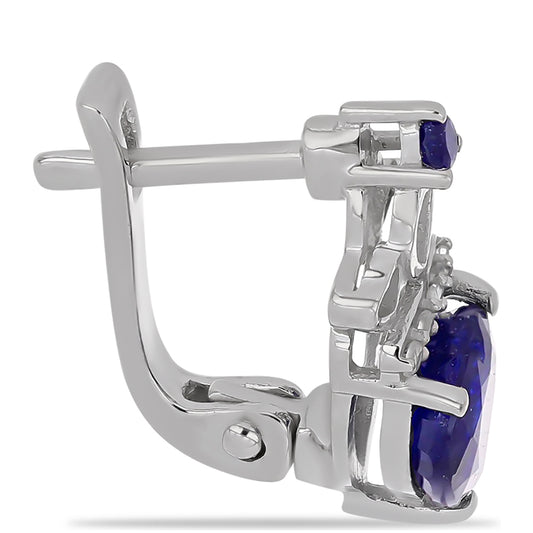 Cercei din Argint 925 ( 3.06 grame ) cu Safir Albastru Australian și Topaz Alb 3.39 Carate