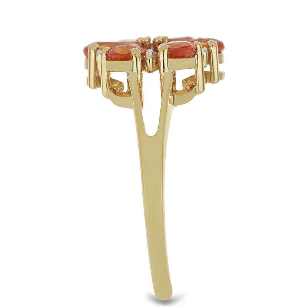 Inel din Aur de 9K ( 2.74 grame ) cu Safir portocaliu din Ceylon și Zircon Alb Natural 1.61 Carate